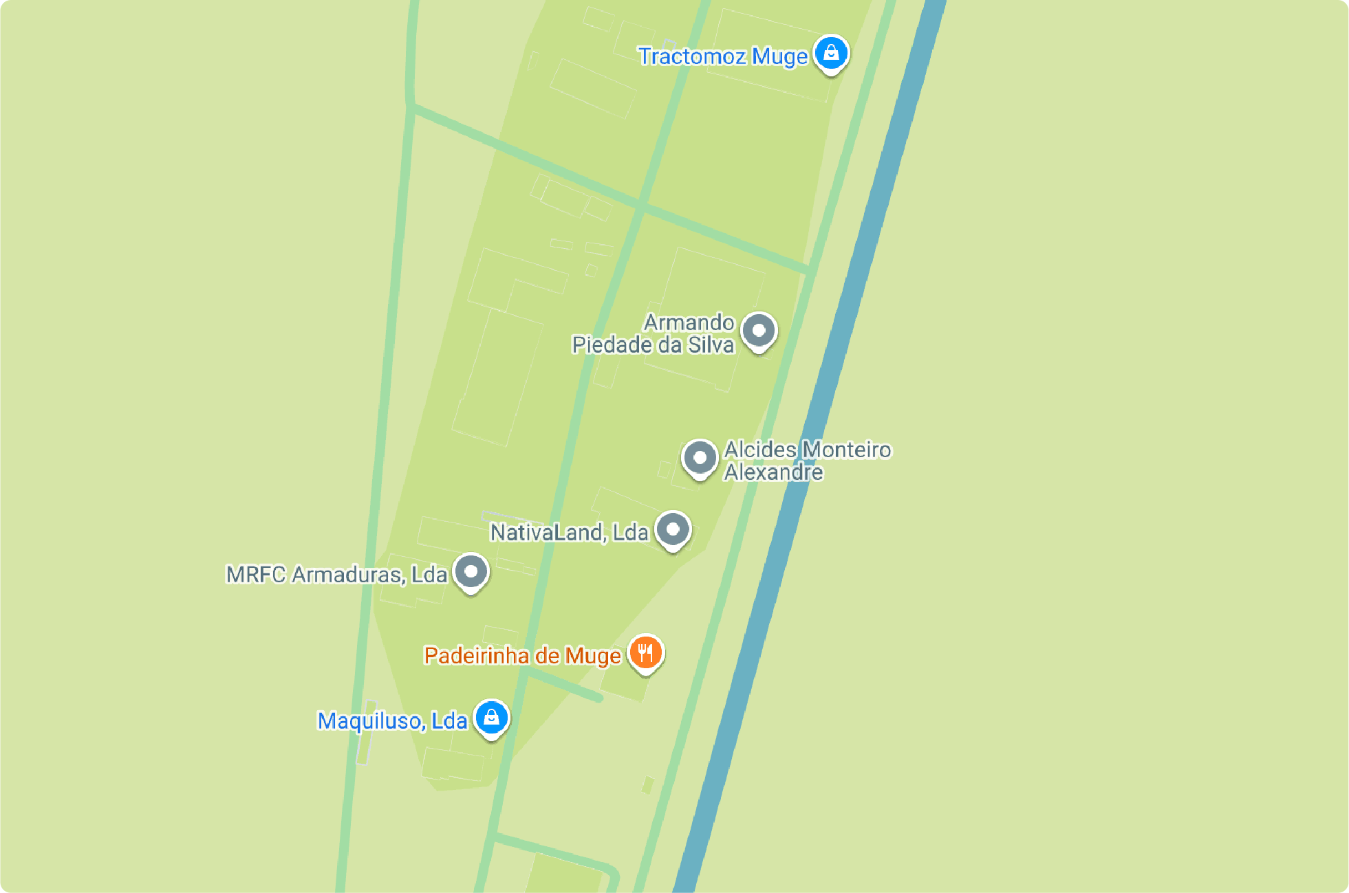 Mapa com a localização da NativaLand em Muge, Ribatejo